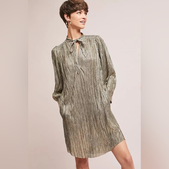 knee length dresses for ladies Long Sleeve Tunic Flare Dress- Navy Metallic Jacquard – Monkee's of  Ridgeland main image 1